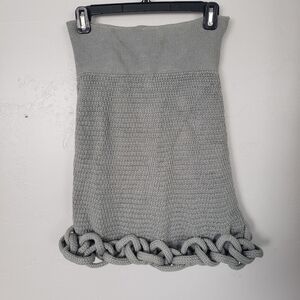 Fendi Women's 40 Grey Knit Sweater Skirt Knot Bottom Braided Designer US 4